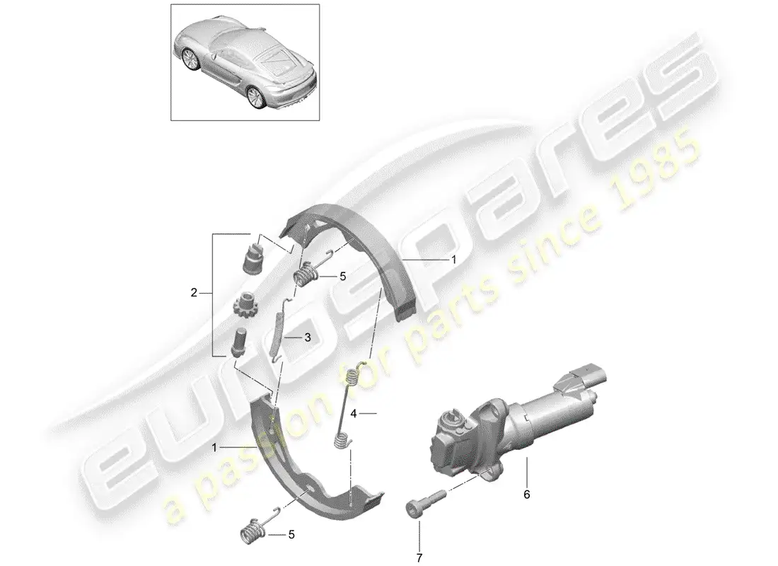 porsche 2016 (981 cayman gt4) parking brake parts diagram