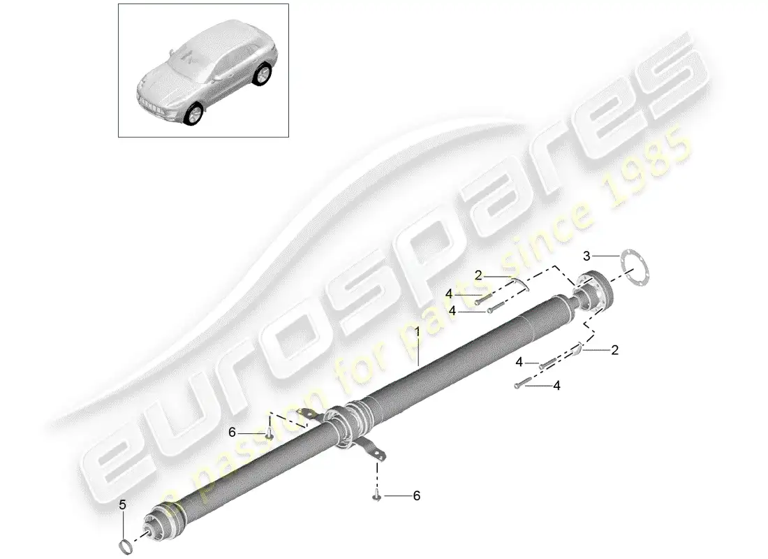 porsche 2018 (macan) propeller shaft parts diagram