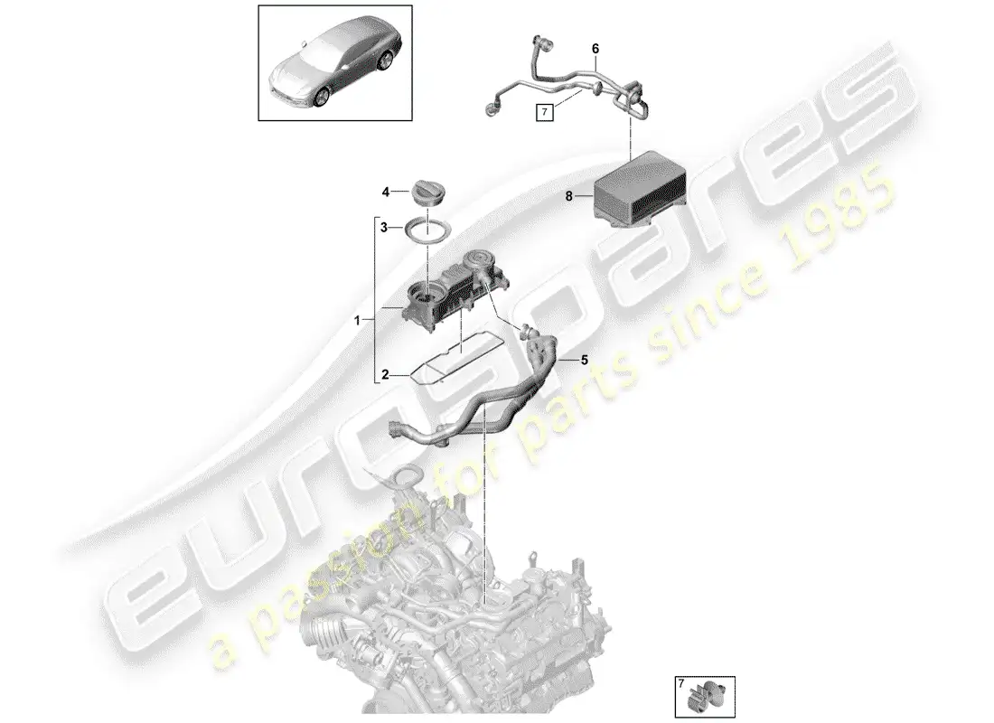 porsche 2017 (panamera 971-1) crankcase breather parts diagram