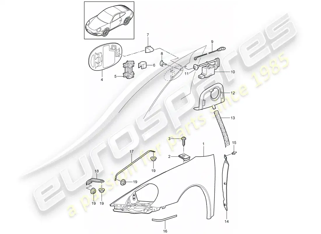 porsche 2011 (997-2) fender parts diagram