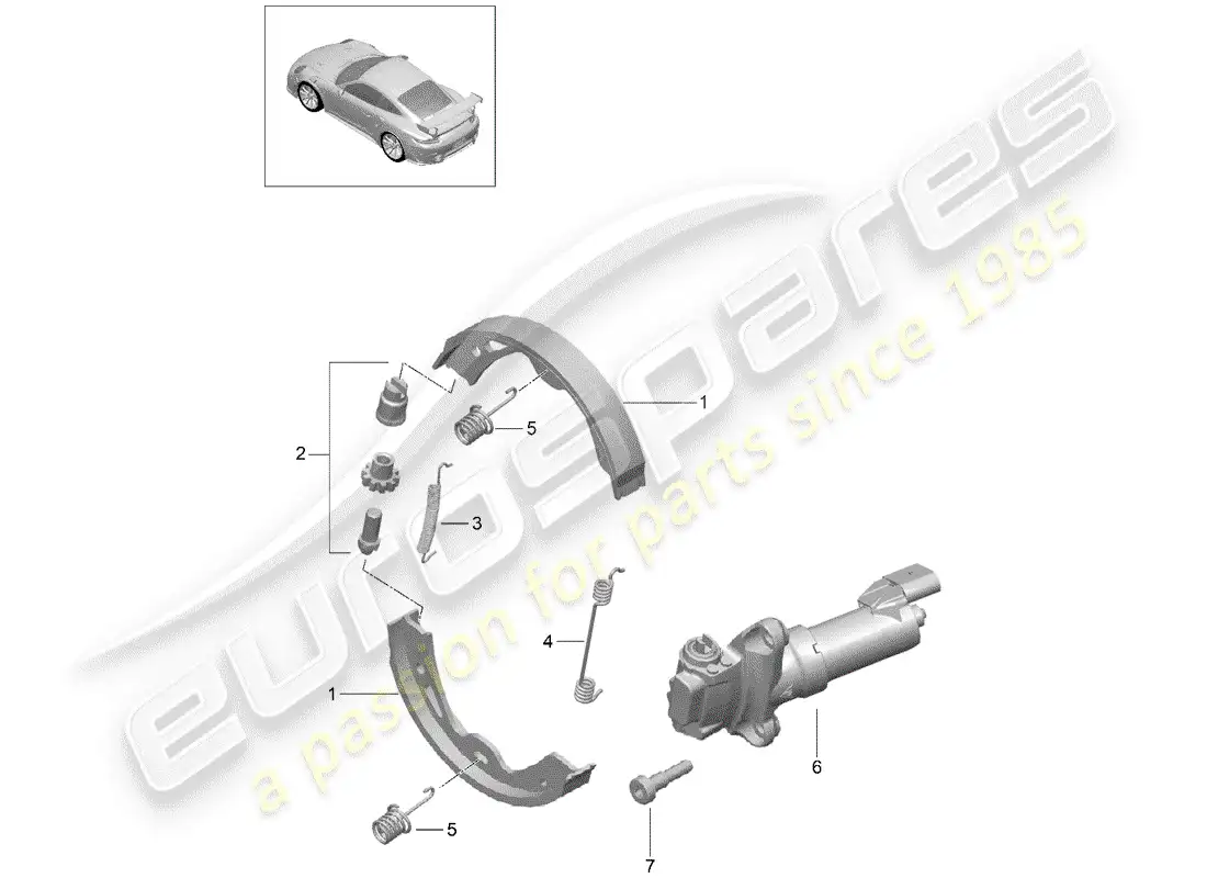porsche 2014 (991-1 turbo) parking brake parts diagram