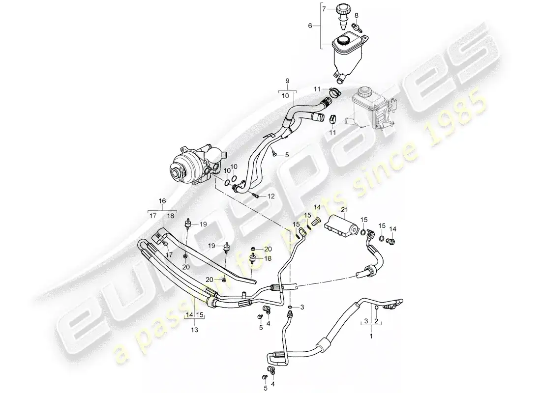 porsche 2009 (cayenne e1 9pa) power steering part diagram