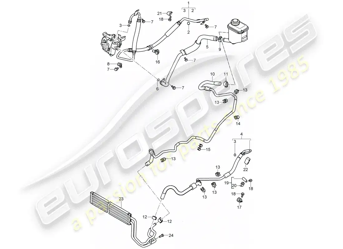 porsche 2009 (cayenne e1 9pa) power steering part diagram