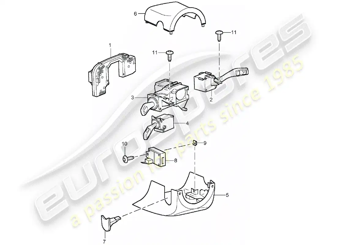 porsche 2005 (cayenne e1 9pa) steering column switch part diagram