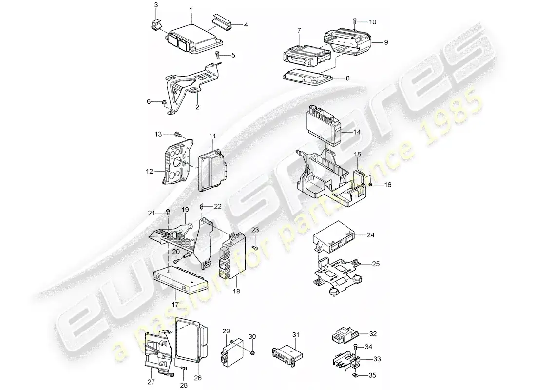 porsche 2005 (cayenne e1 9pa) control units part diagram