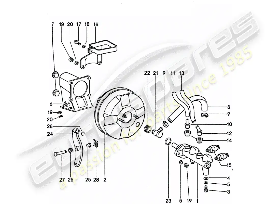 porsche 1974 (911) brake master cylinder - for vehicles with - brake booster - d - mj 1977>> parts diagram