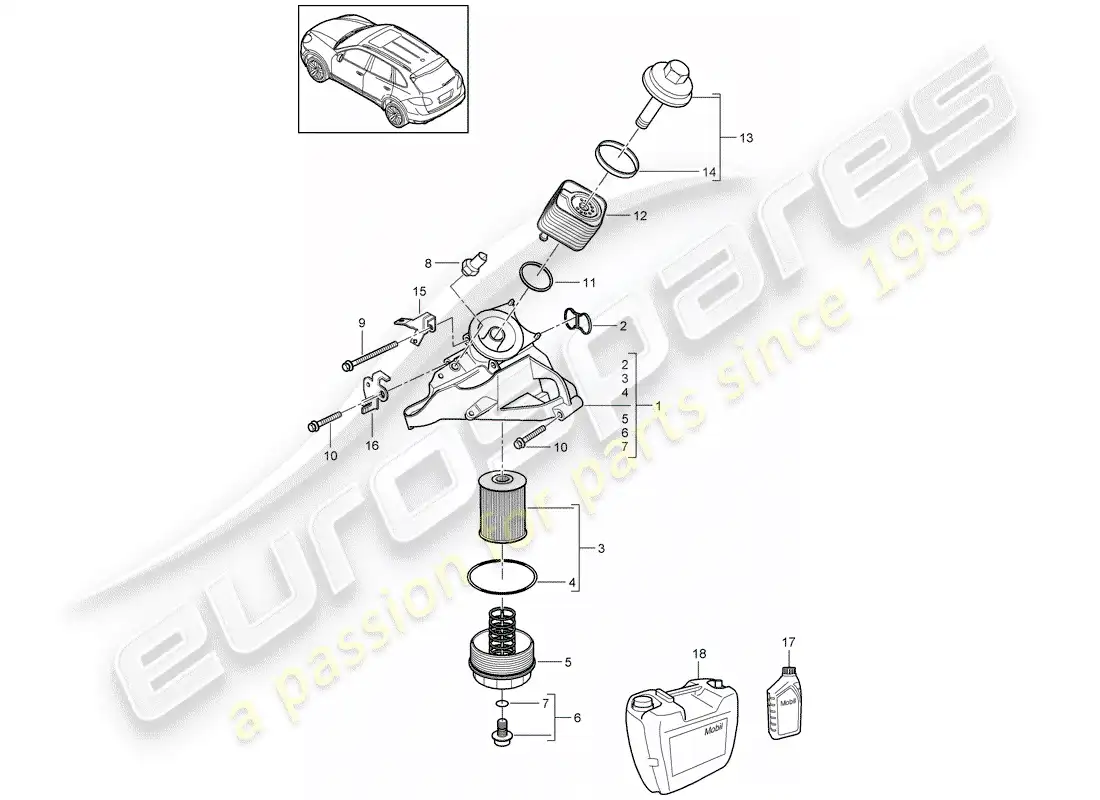 porsche 2014 (cayenne e2 92a) oil filter part diagram