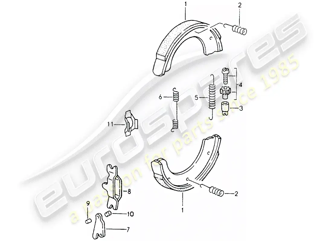 porsche 1990 (964) handbrake parts diagram