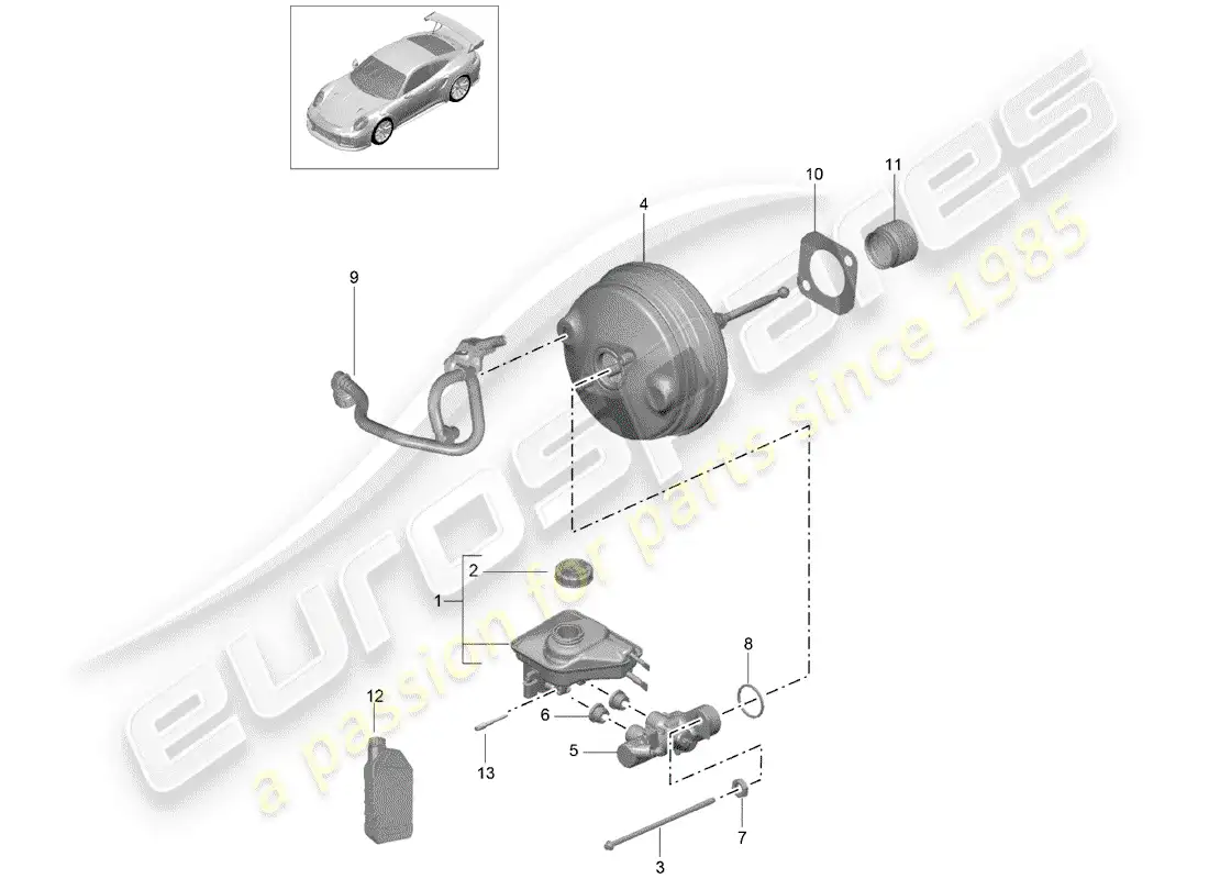 porsche 2017 (991-2 turbo) brake master cylinder part diagram