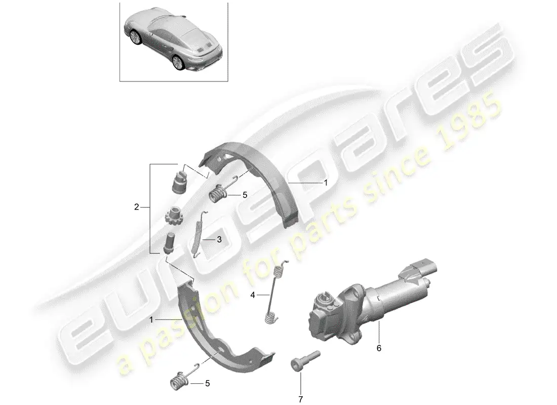 porsche 2014 (991-1 turbo) parking brake parts diagram