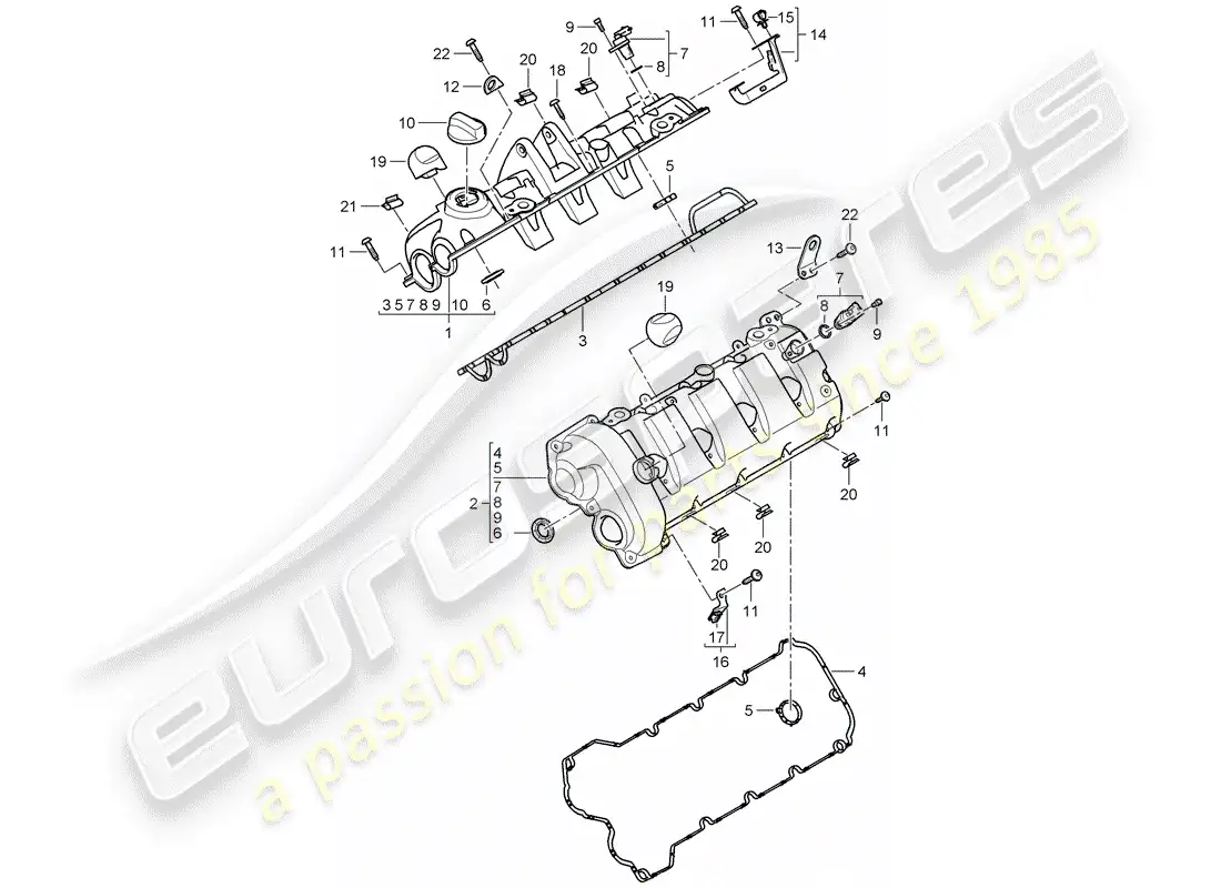 porsche 2008 (cayenne e1 9pa) valve cover parts diagram