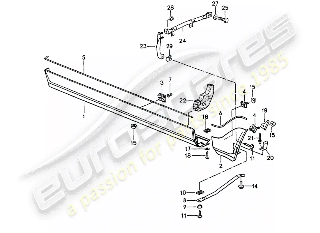 porsche 1994 (964) side member trim parts diagram