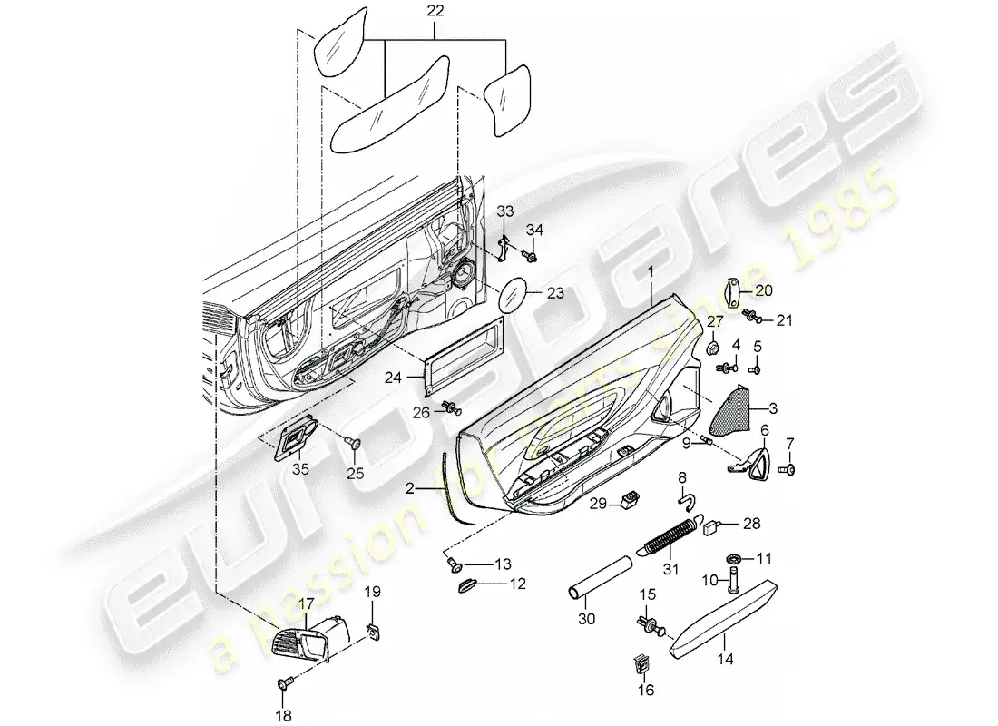 porsche 2004 (carrera gt) door panel parts diagram