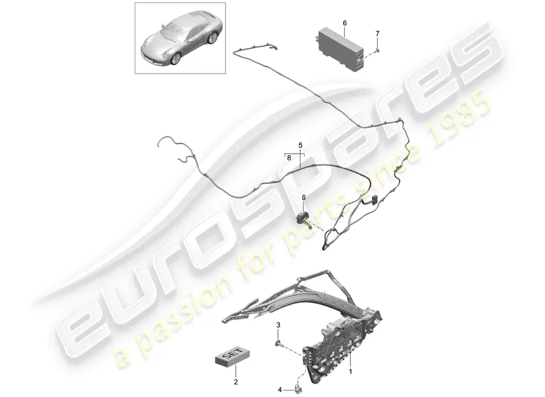 porsche 2019 (991-2) top frame parts diagram