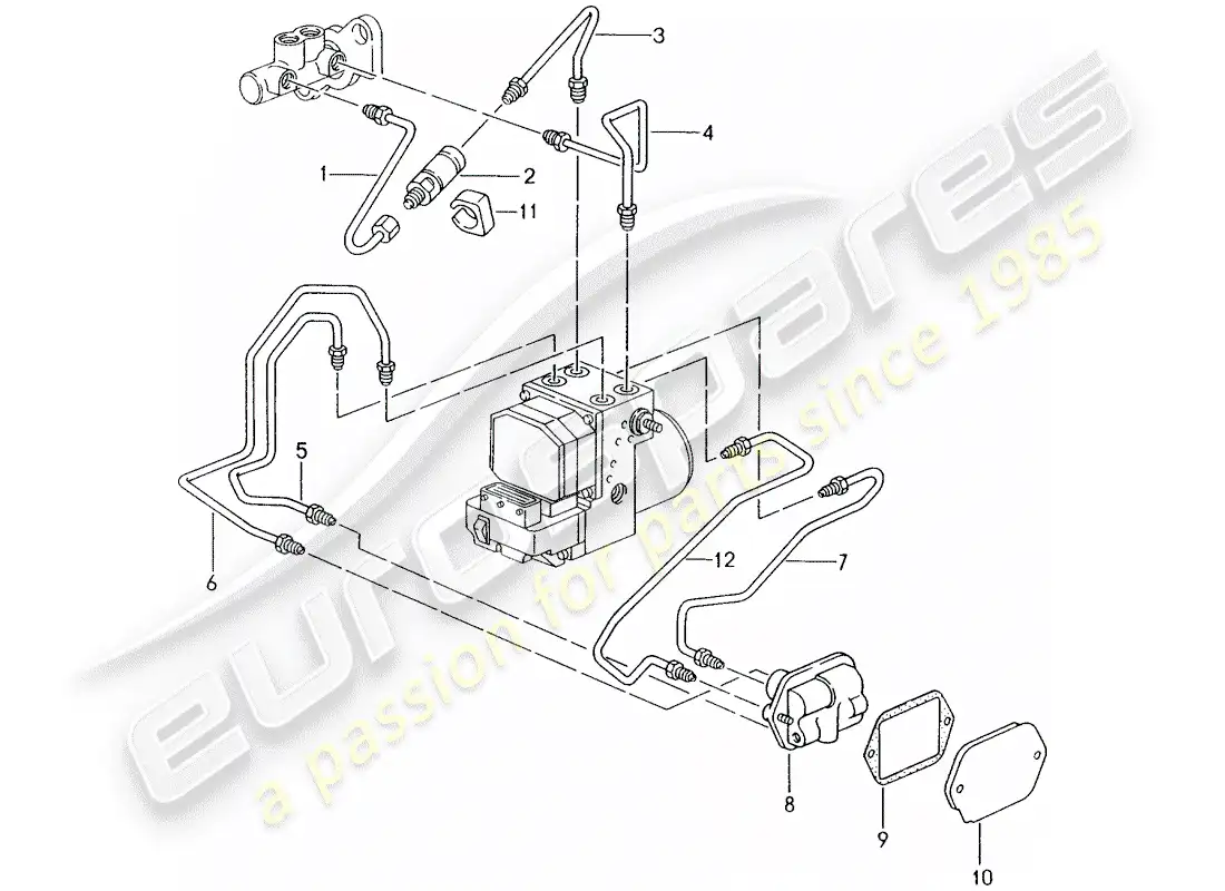 porsche 2003 (986 boxster) brake line - front end part diagram