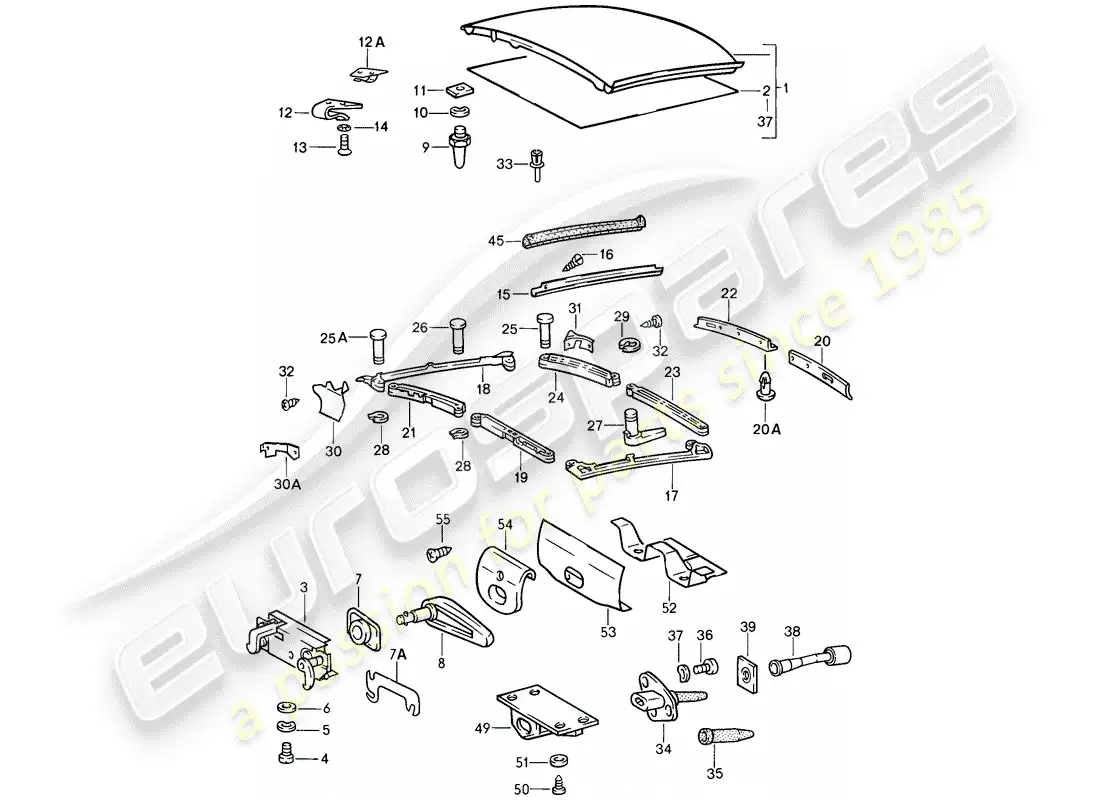 porsche 1984 (911) soft top parts diagram