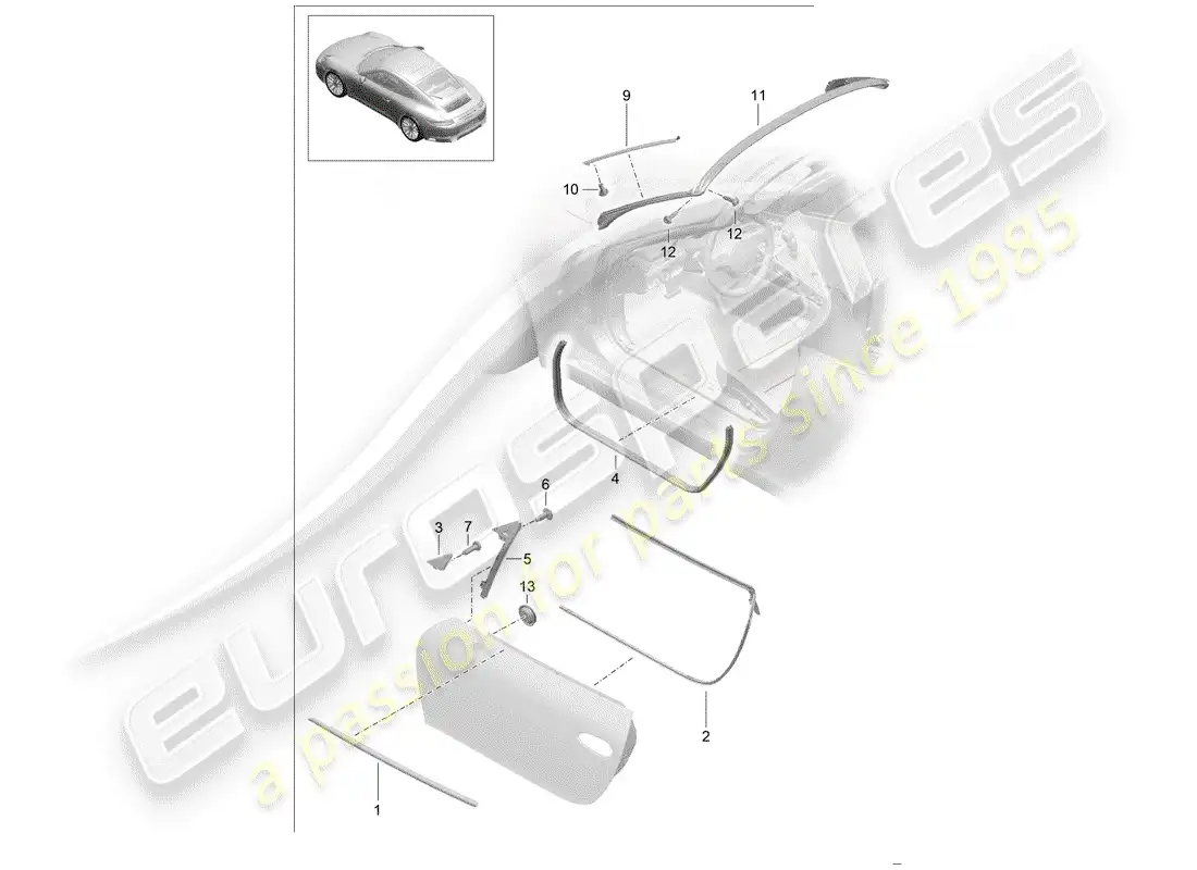 porsche 2017 (991-2) door seal parts diagram