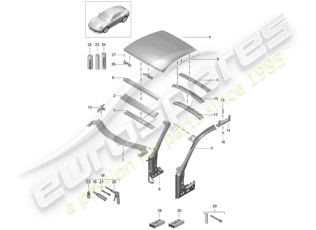 porsche 2017 (991-2) cowl parts diagram