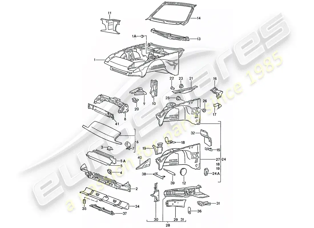 porsche 1989 (944) body front section parts diagram