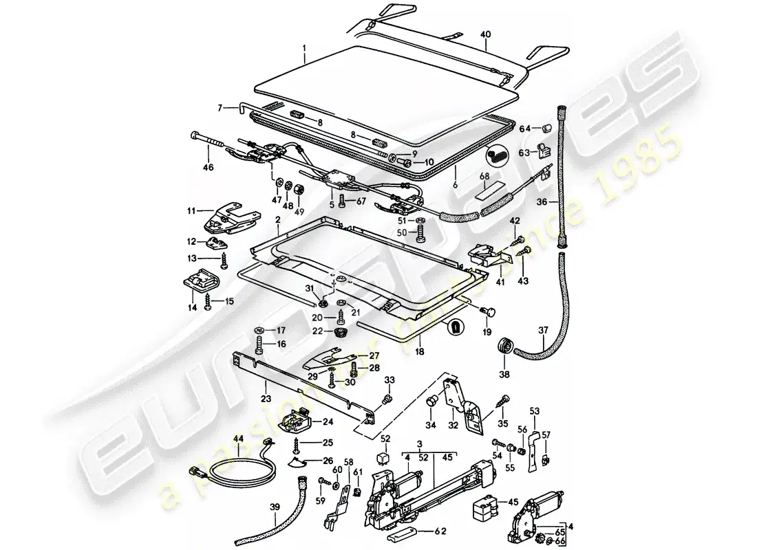 porsche 1984 (944) lifting roof - d - mj 1984>> parts diagram