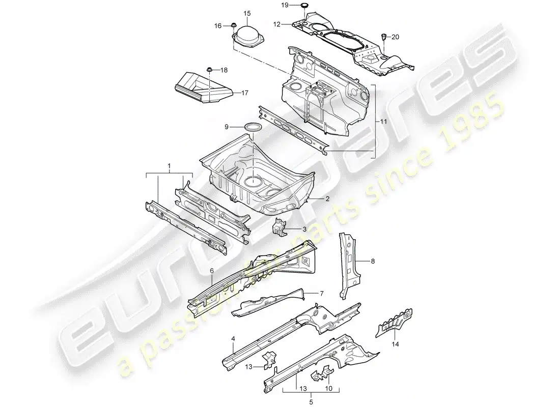 porsche 2009 997-2 turbo / gt2 front end parts diagram