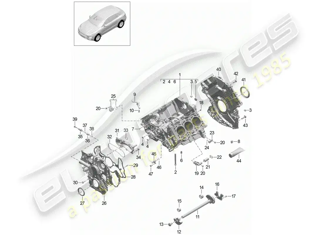 porsche 2017 (macan) crankcase parts diagram