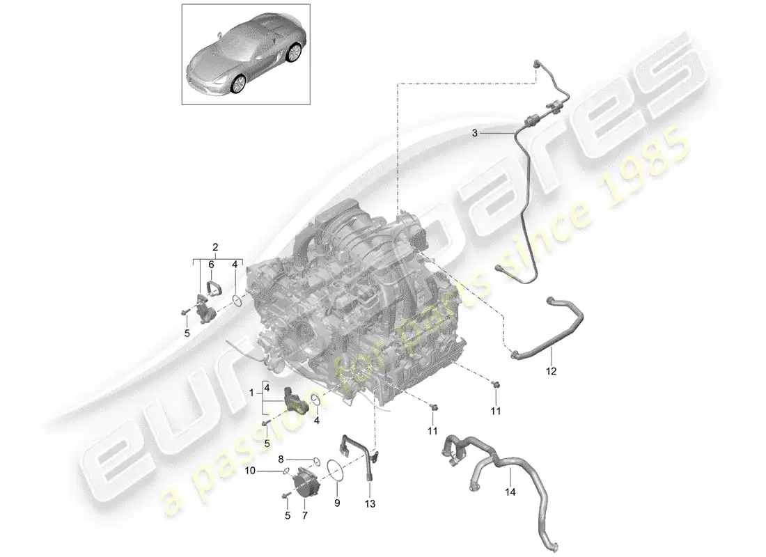 porsche 2016 (981 boxster spyder) crankcase parts diagram