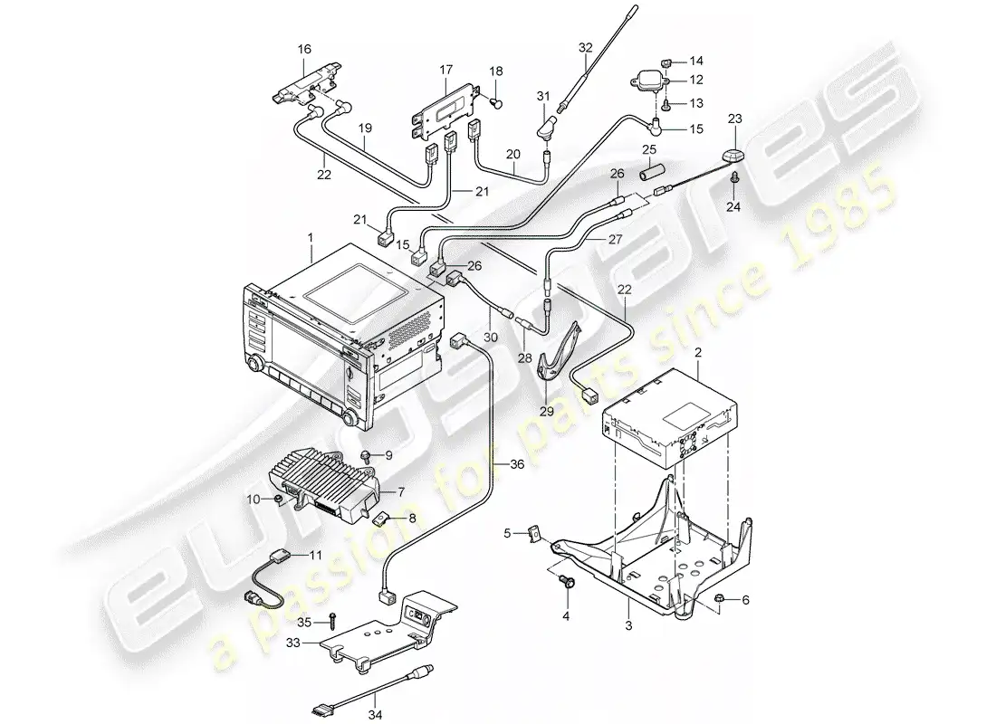 porsche 2009 997-2 turbo / gt2 operating unit parts diagram