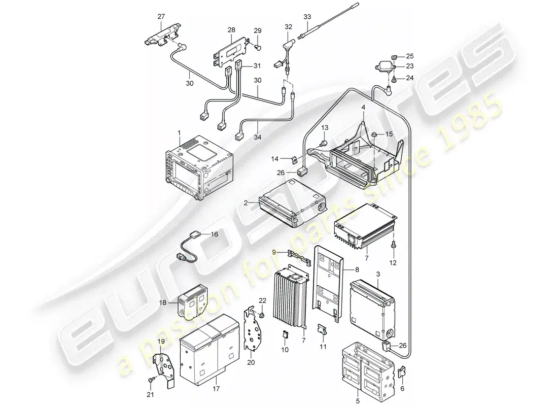 porsche 2009 997-2 turbo / gt2 radio unit parts diagram