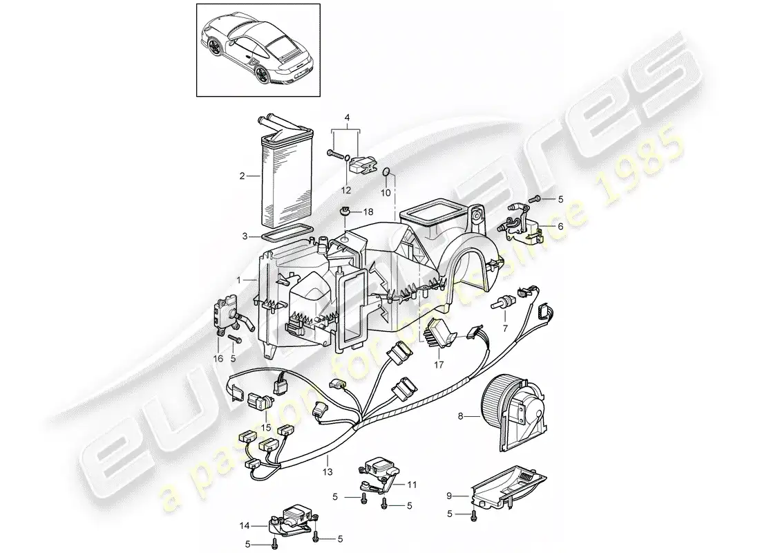 porsche 2011 (997-2 turbo / gt2 rs) air conditioner parts diagram