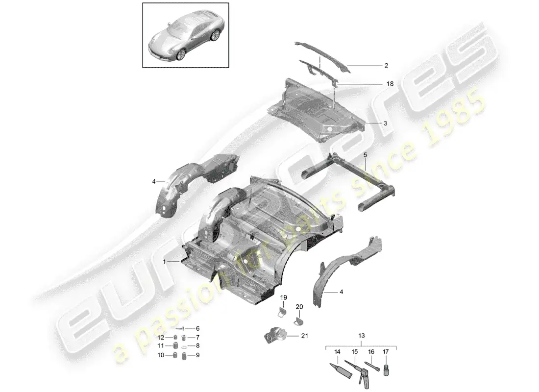 porsche 2017 (991-2) rear end parts diagram