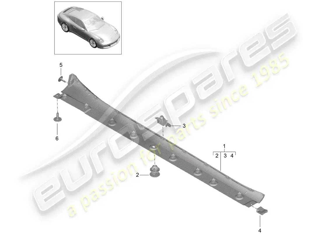 porsche 2020 (991-2) side member trim parts diagram