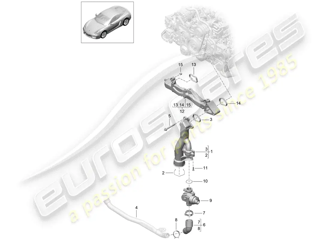 porsche 2014 (981 cayman) sub-frame parts diagram
