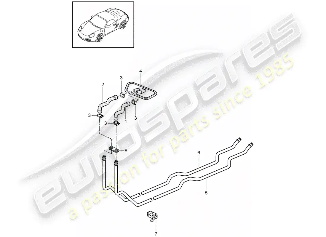 porsche 2005 (987 boxster) heating system 1 parts diagram