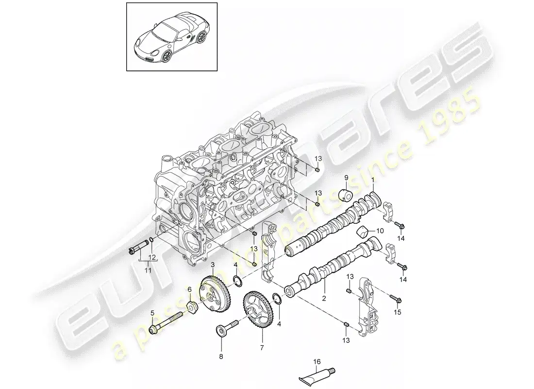 porsche 2012 (987 boxster) camshaft parts diagram