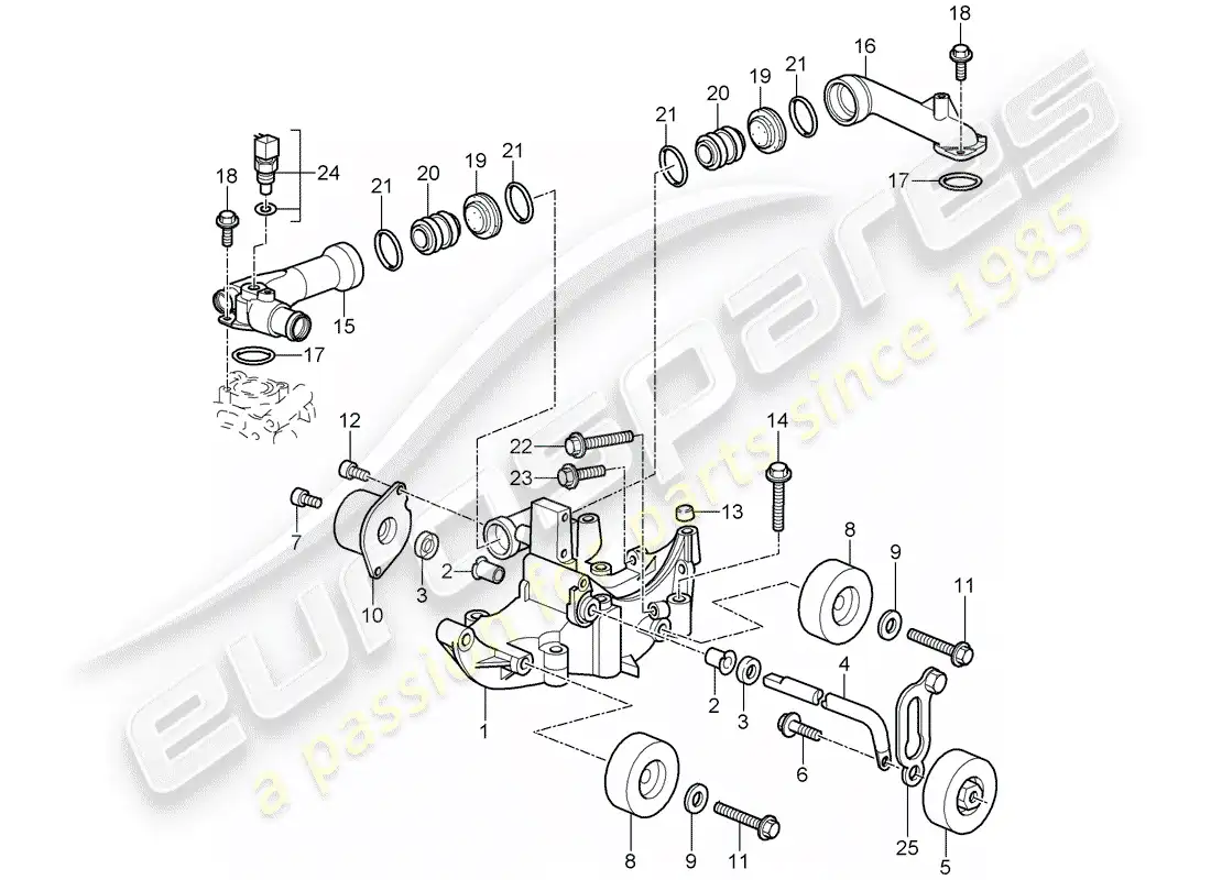 porsche 2007 (997-1 gt3) belt tensioner parts diagram
