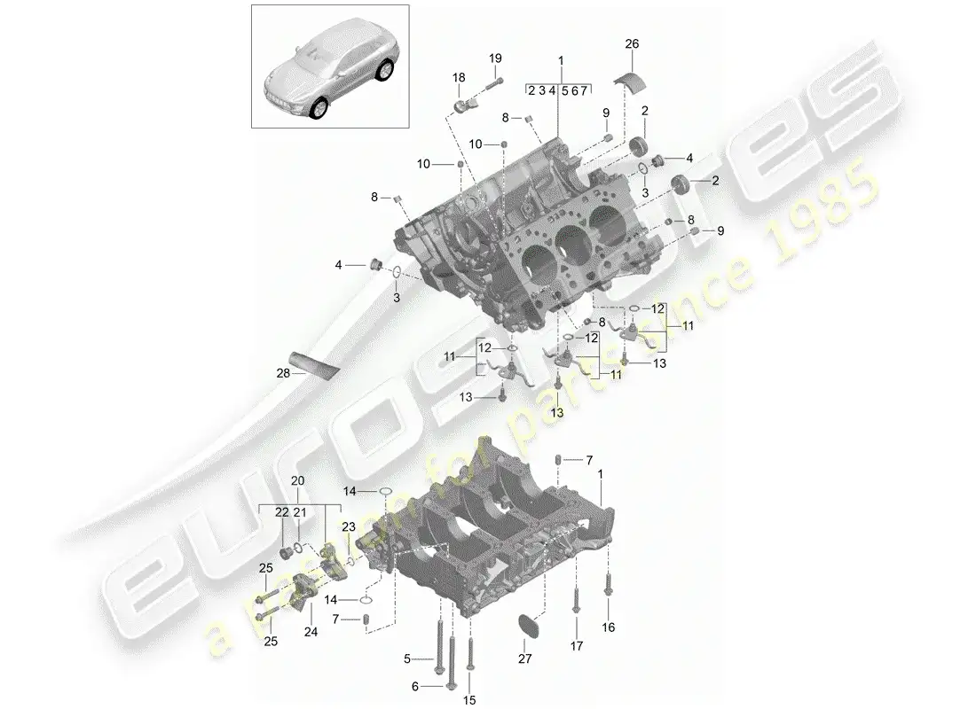 porsche 2017 (macan) crankcase parts diagram