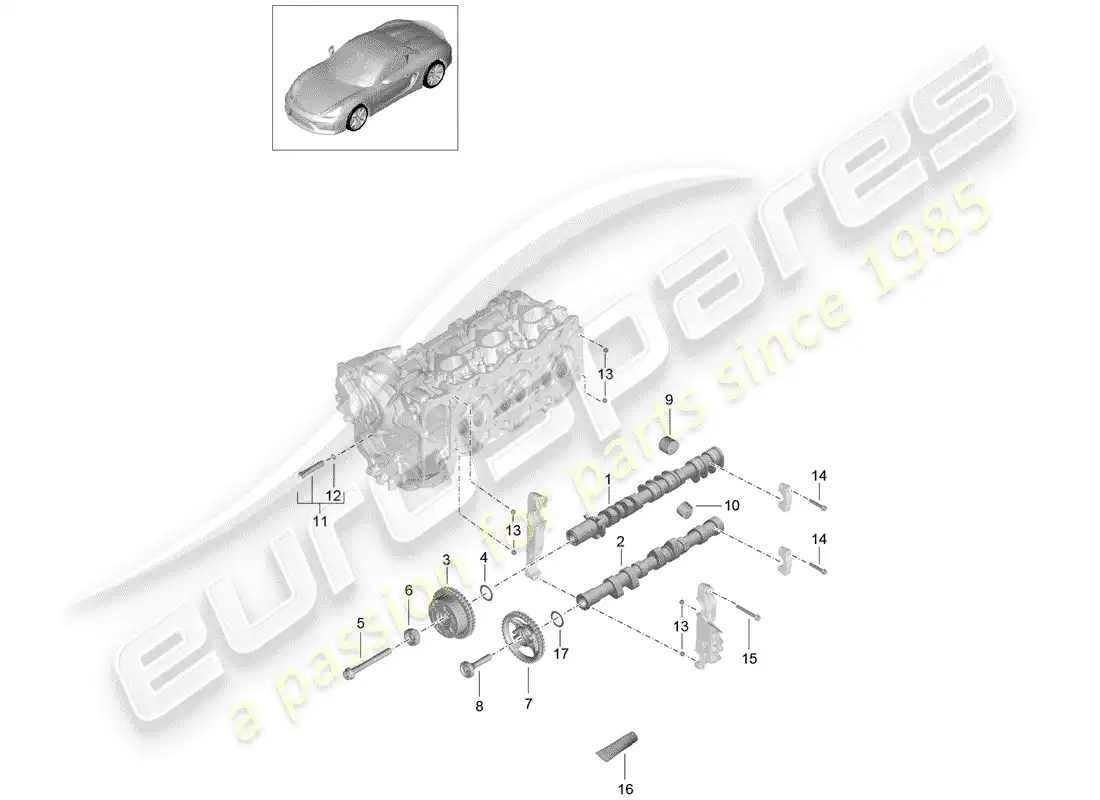 porsche 2016 (981 boxster spyder) camshaft parts diagram
