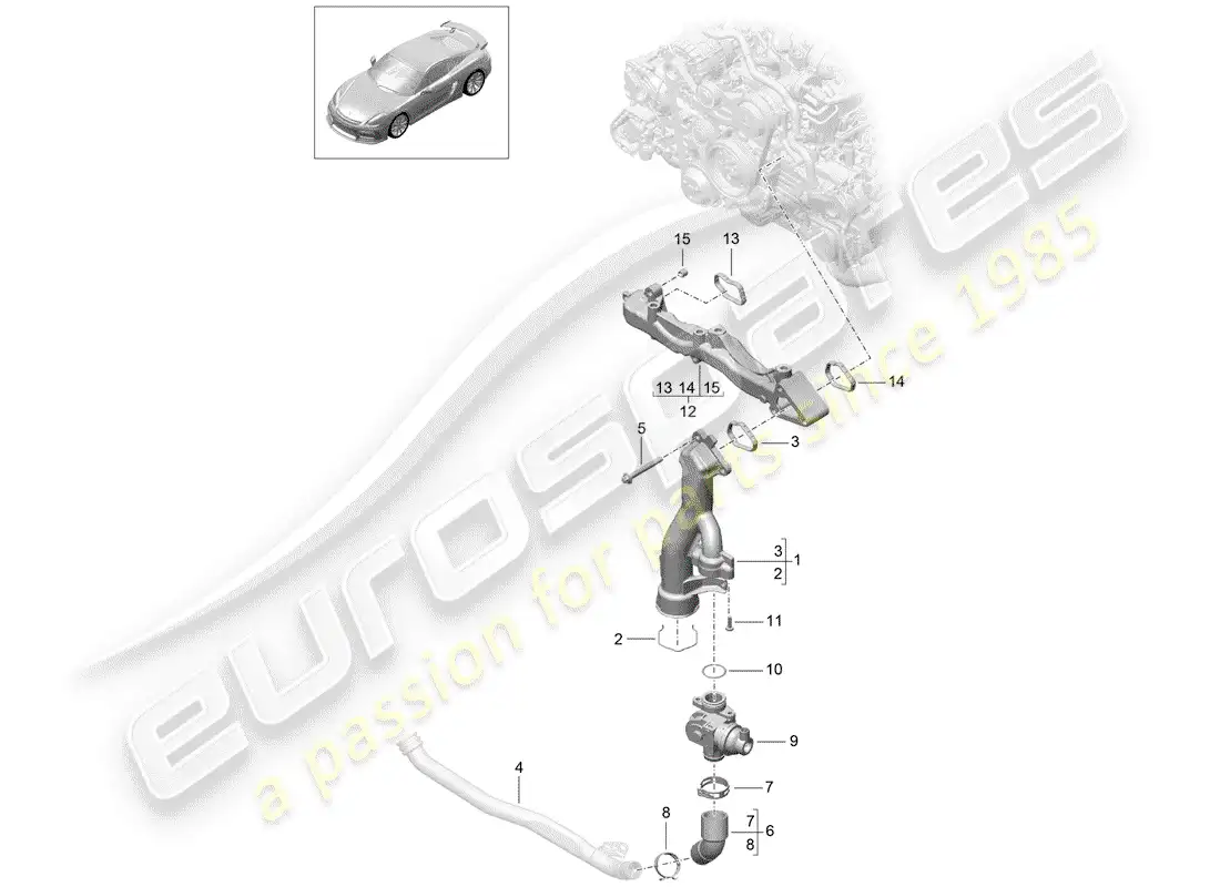 porsche 2016 (981 cayman gt4) sub-frame part diagram