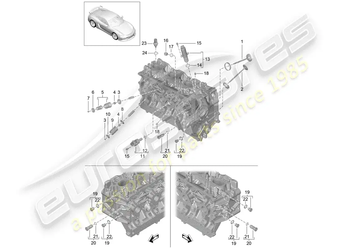 porsche 2016 (981 cayman gt4) cylinder head part diagram