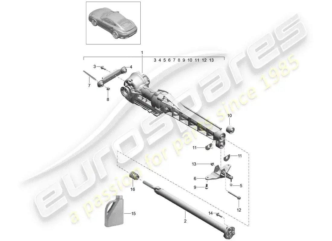 porsche 2019 (991-2 turbo) front axle differential parts diagram