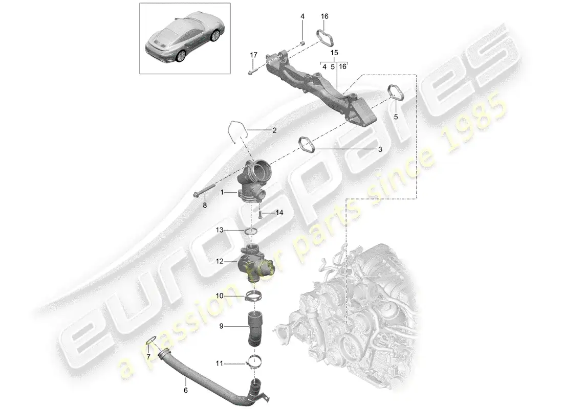 porsche 2017 (991-2 turbo) sub-frame part diagram
