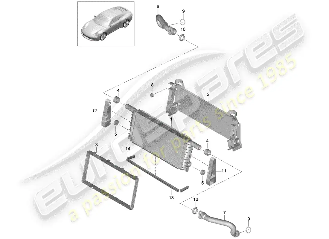 porsche 2020 (991-2) radiator parts diagram