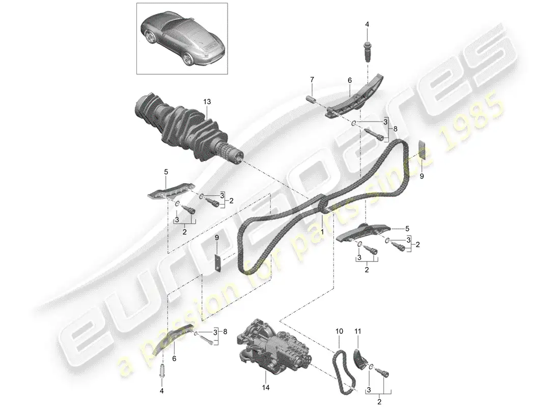 porsche 2014 (991-1) valve control parts diagram