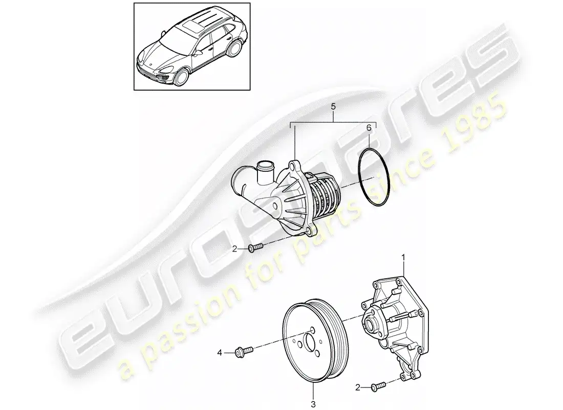 porsche 2014 (cayenne e2 92a) water pump part diagram