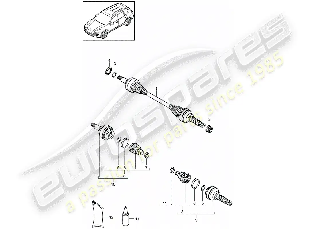 porsche 2014 (cayenne e2 92a) drive shaft part diagram