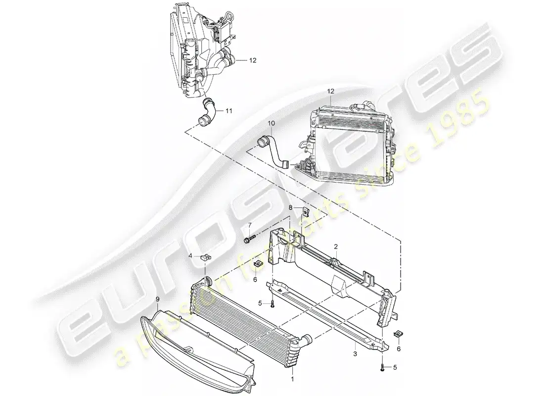 porsche 2005 (997-1) radiator parts diagram