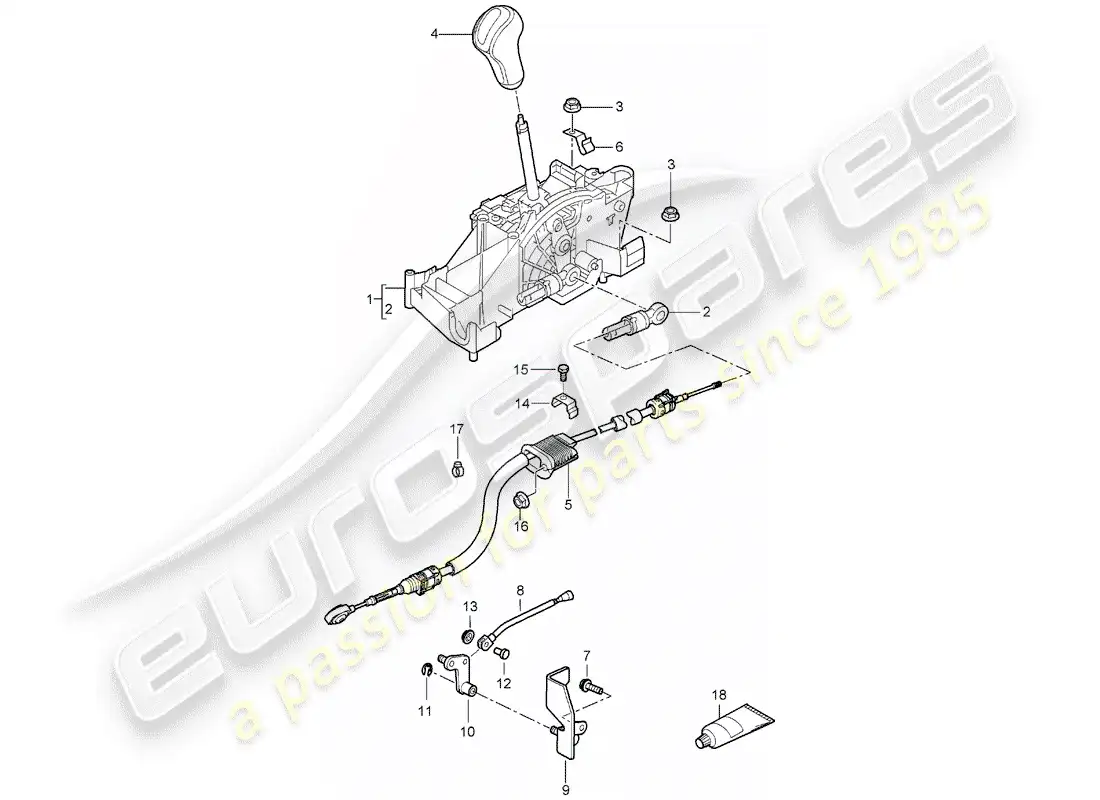 porsche 2007 (987 boxster) selector lever part diagram