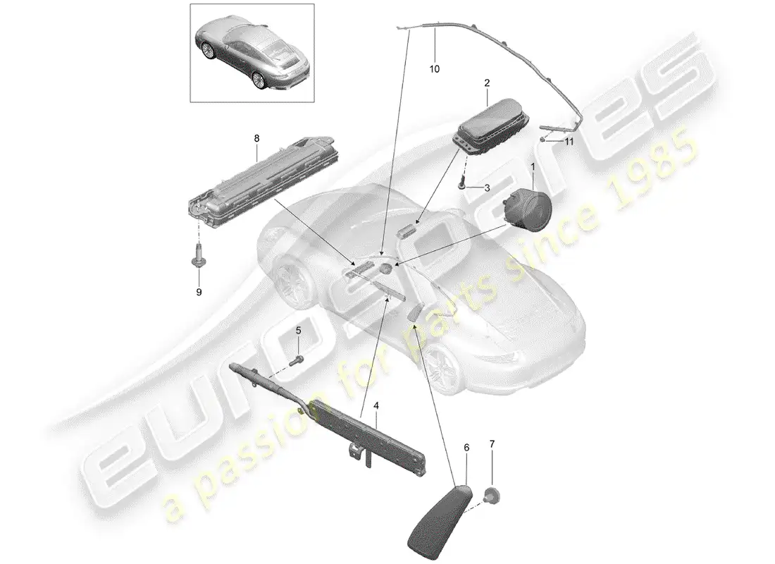 porsche 2017 (991-2) airbag parts diagram