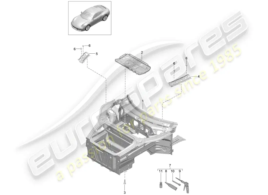 porsche 2019 (991-2) front end parts diagram